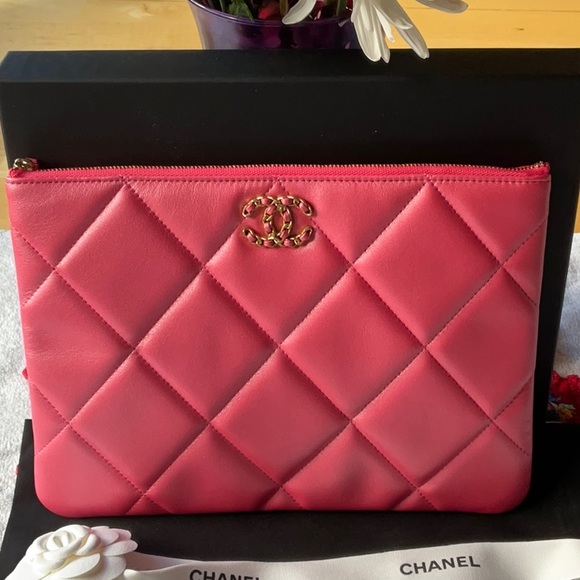 💐 CHANEL 19 POUCH O - CASE IN IRIDESCENT PINK 💐 NWT 💐 - Picture 6 of 16